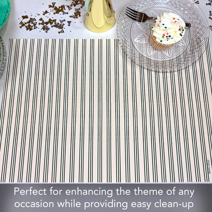 CounterArt Ticking Stripe 24 Premium Paper Placemats in Resealable Storage Bag Made in The USA 17" x 11"