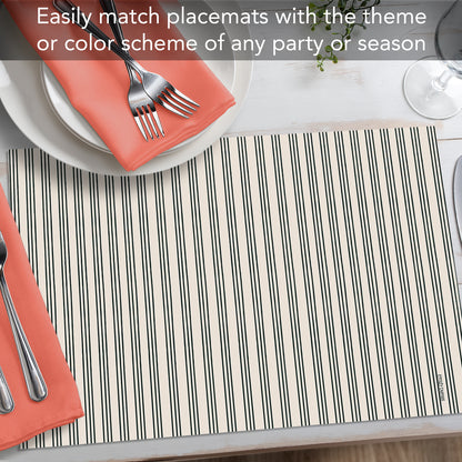 CounterArt Ticking Stripe 24 Premium Paper Placemats in Resealable Storage Bag Made in The USA 17" x 11"