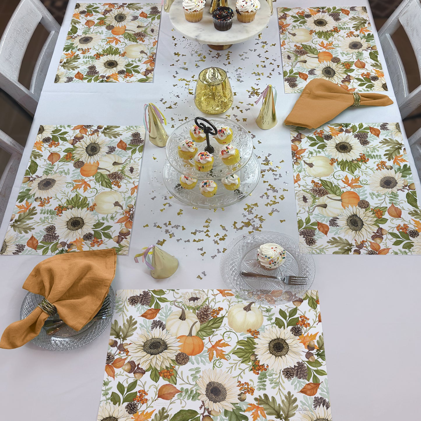 CounterArt Farmhouse Fall 24 Premium Paper Placemats in Resealable Storage Bag Made in The USA