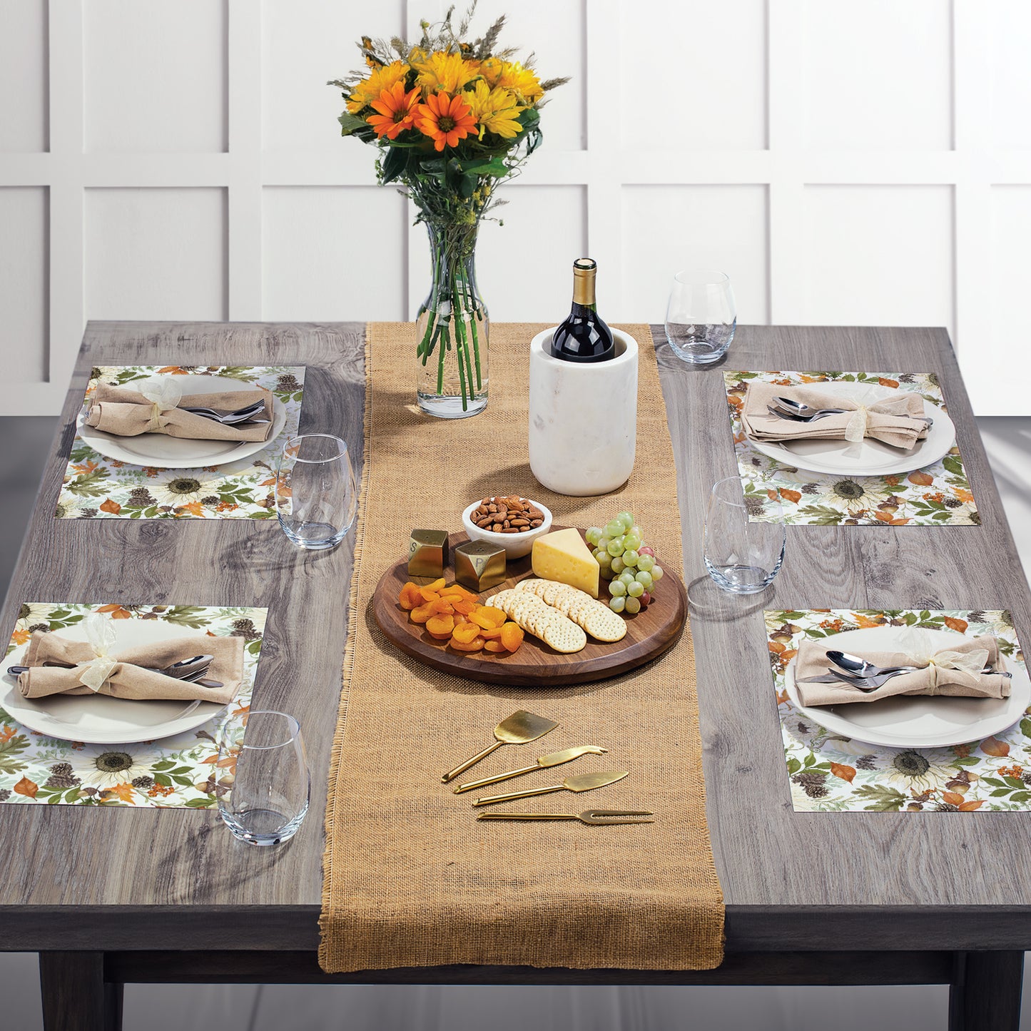 CounterArt Farmhouse Fall 24 Premium Paper Placemats in Resealable Storage Bag Made in The USA