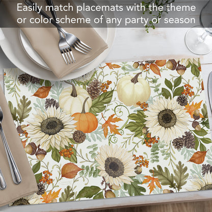 CounterArt Farmhouse Fall 24 Premium Paper Placemats in Resealable Storage Bag Made in The USA