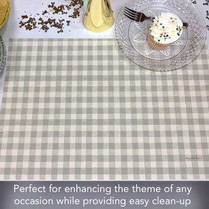 CounterArt Fall Gingham 24 Premium Paper Placemats in Resealable Storage Bag Made in The USA Recyclable Table Decoration for Parties, Celebrations, and Holidays