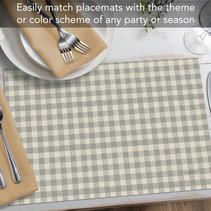 CounterArt Fall Gingham 24 Premium Paper Placemats in Resealable Storage Bag Made in The USA Recyclable Table Decoration for Parties, Celebrations, and Holidays