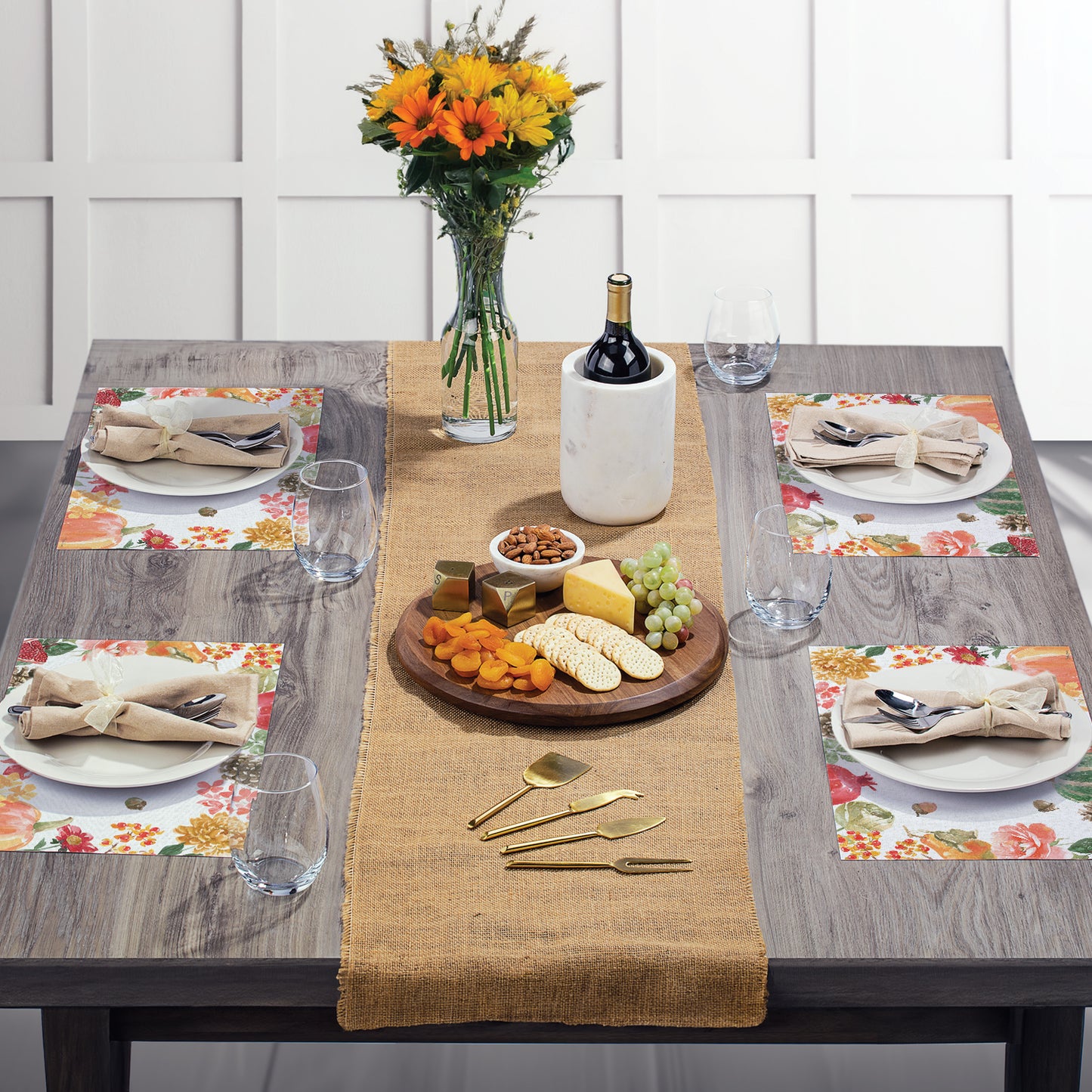 CounterArt Harvest 24 Premium Paper Placemats in Resealable Storage Bag Made in The USA