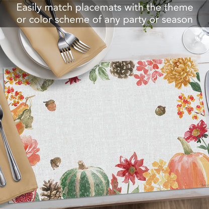 CounterArt Harvest 24 Premium Paper Placemats in Resealable Storage Bag Made in The USA