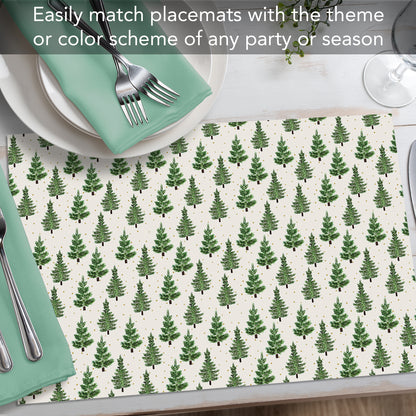 CounterArt Christmas Trees 24 Premium Paper Placemats in Resealable Storage Bag Made in The USA