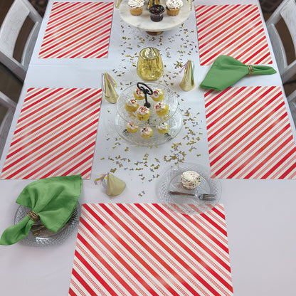 CounterArt Peppermint Stripes 24 Premium Paper Placemats in Resealable Storage Bag Made in The USA