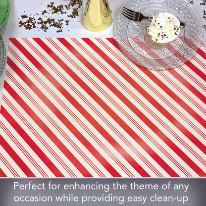 CounterArt Peppermint Stripes 24 Premium Paper Placemats in Resealable Storage Bag Made in The USA