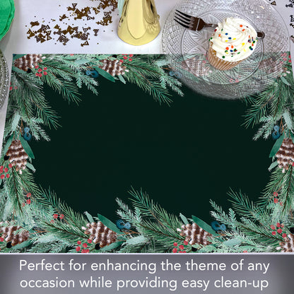 CounterArt Green Garland 24 Premium Paper Placemats in Resealable Storage Bag Made in The USA