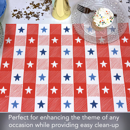 CounterArt Patriotic Picnic 24 Premium Paper Placemats in Resealable Storage Bag Made in The USA