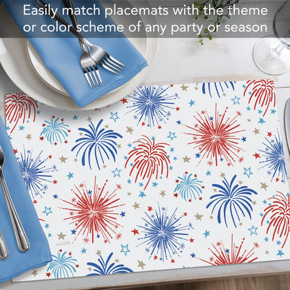 CounterArt Star Spangled 24 Premium Paper Placemats in Resealable Storage Bag Made in The USA