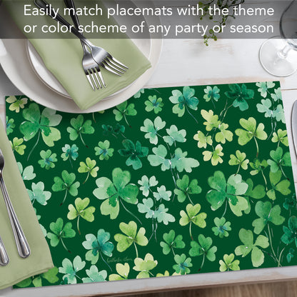 CounterArt Shamrocks 24 Premium Paper Placemats in Resealable Storage Bag Made in The USA