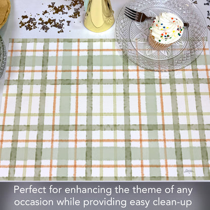 CounterArt Farmhouse Plaid 24 Premium Paper Placemats in Resealable Storage Bag Made in The USA 17" x 11"