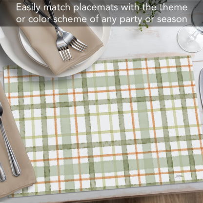 CounterArt Farmhouse Plaid 24 Premium Paper Placemats in Resealable Storage Bag Made in The USA 17" x 11"