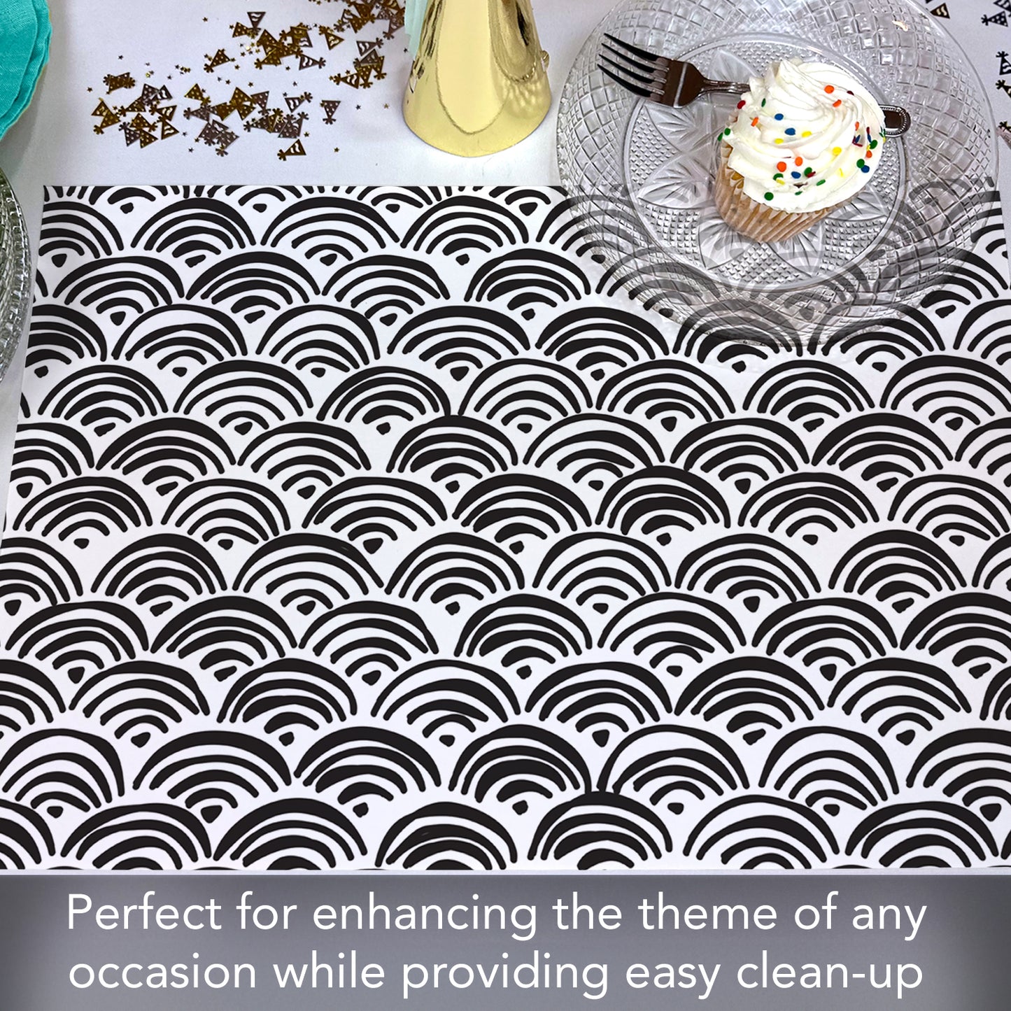 CounterArt Black Arches 24 Premium Paper Placemats in Resealable Poly-Bag Made in The USA 17" x 11"