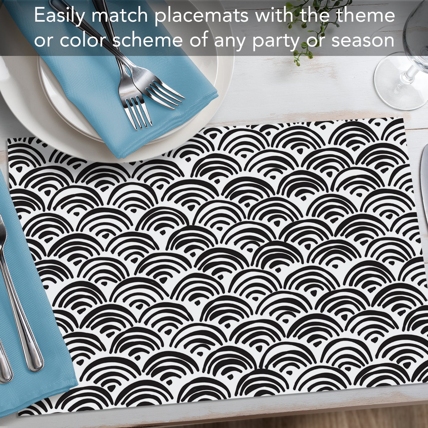 CounterArt Black Arches 24 Premium Paper Placemats in Resealable Poly-Bag Made in The USA 17" x 11"