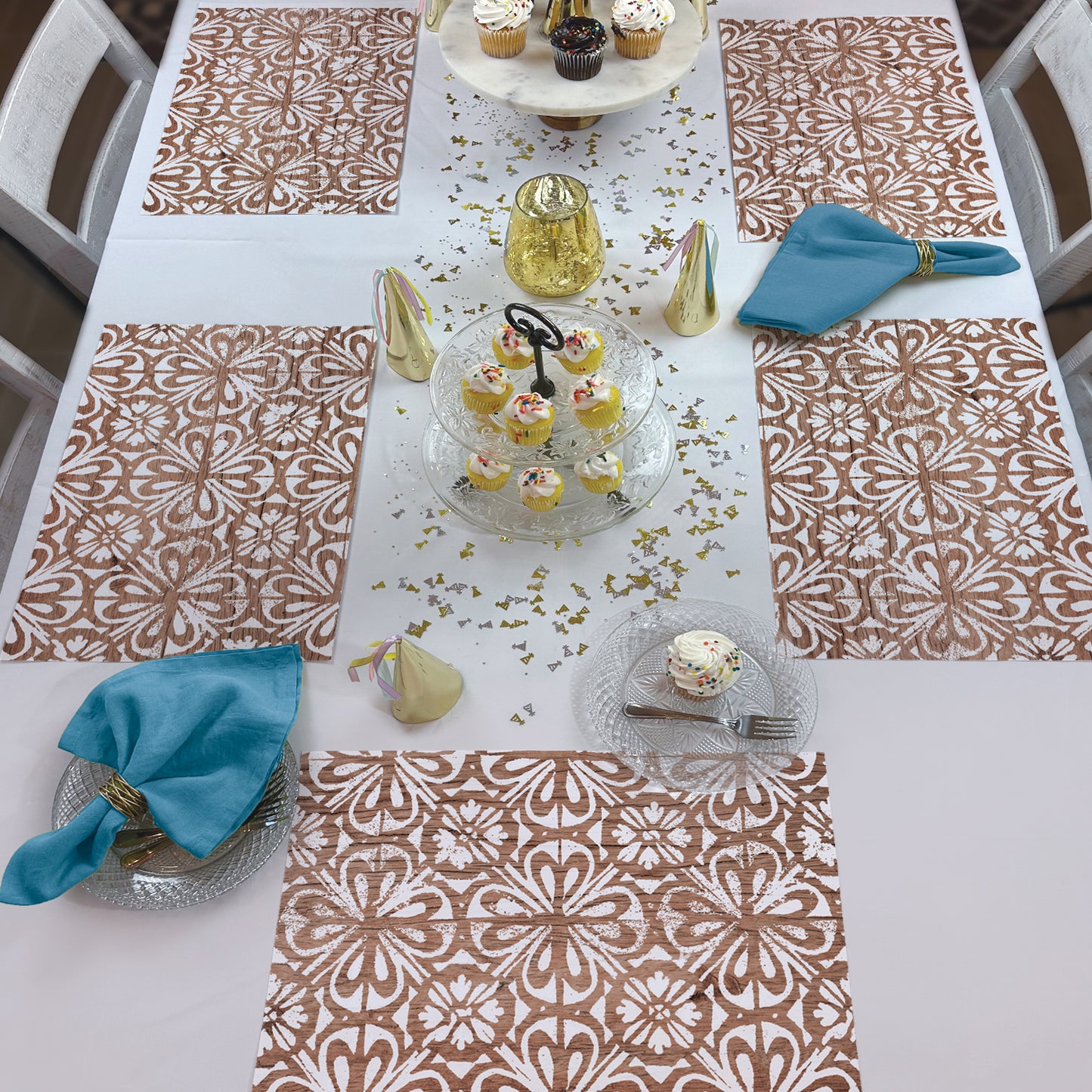 CounterArt Modern Farmhouse 24 Premium Paper Placemats in Resealable Poly-Bag Made in The USA 17" x 11"