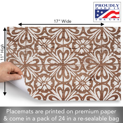 CounterArt Modern Farmhouse 24 Premium Paper Placemats in Resealable Poly-Bag Made in The USA 17" x 11"