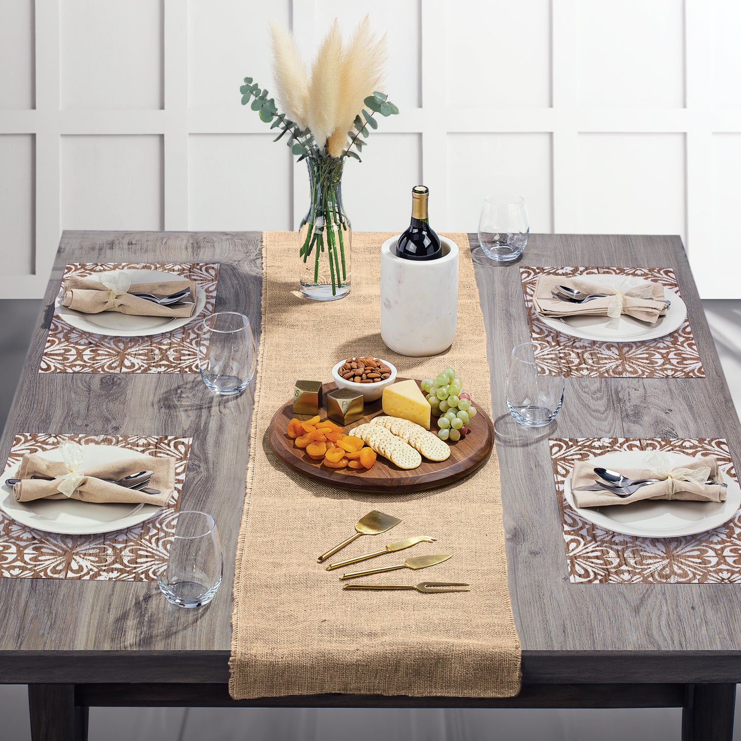 CounterArt Modern Farmhouse 24 Premium Paper Placemats in Resealable Poly-Bag Made in The USA 17" x 11"