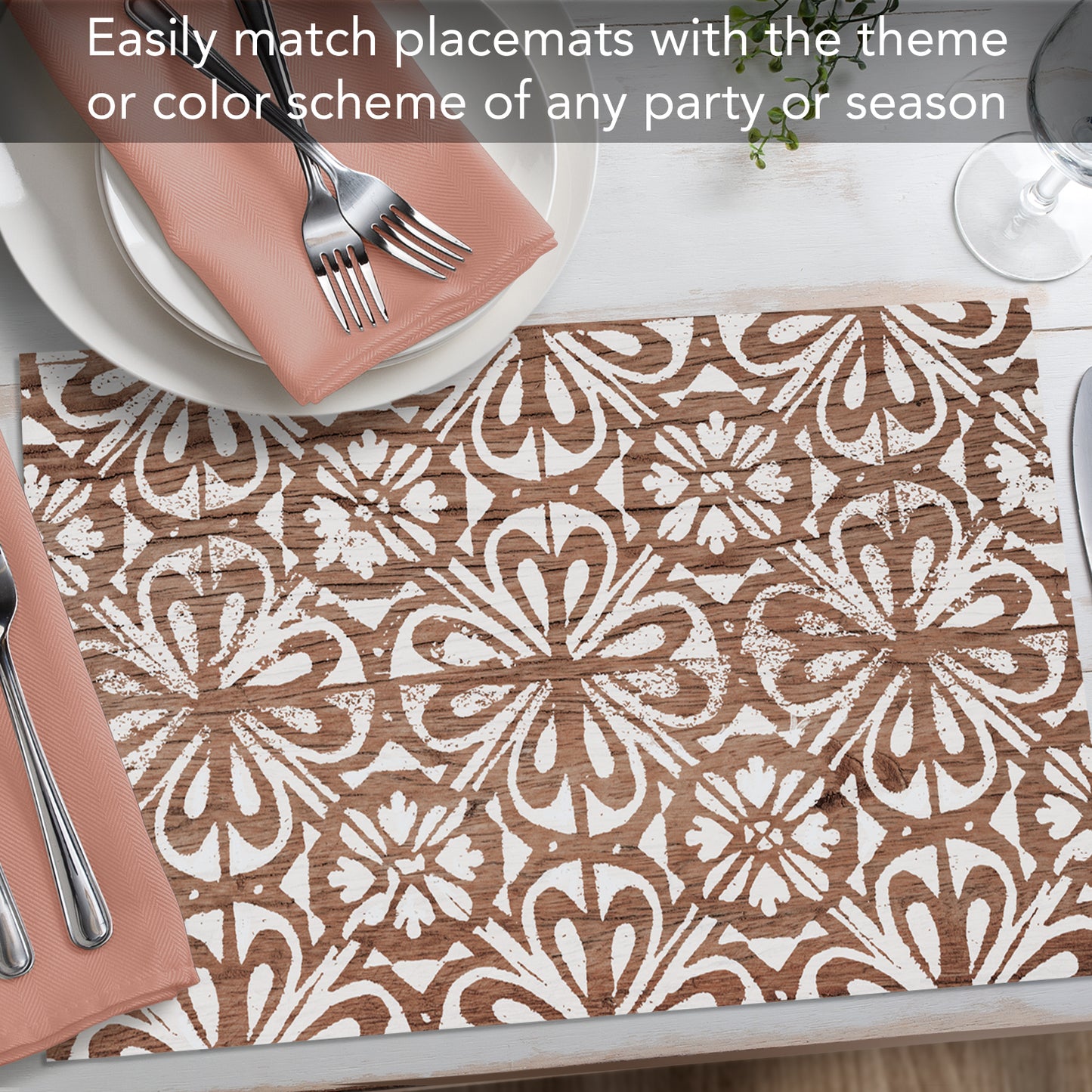 CounterArt Modern Farmhouse 24 Premium Paper Placemats in Resealable Poly-Bag Made in The USA 17" x 11"