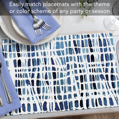 CounterArt Indigo Lines 24 Premium Paper Placemats in Resealable Poly-Bag Made in The USA 17" x 11"