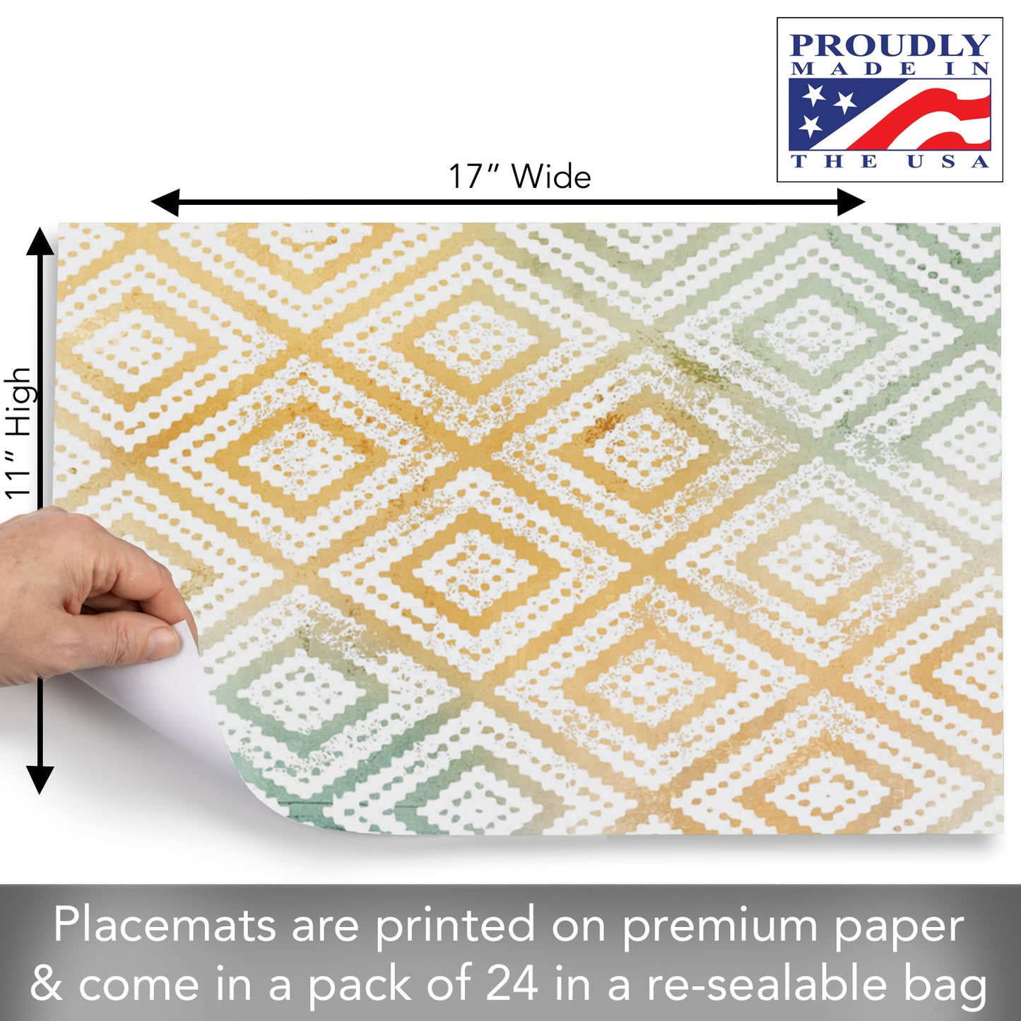CounterArt Mohave 24 Premium Paper Placemats in Resealable Poly-Bag Made in The USA 17" x 11"