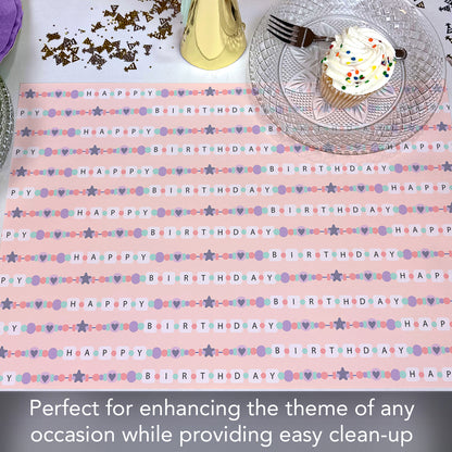 CounterArt Friendship Bracelet Birthday 24 Sheet Reusable Premium Paper Stock Placemats in Resealable Storage Bag Made in The USA 17" x 11"