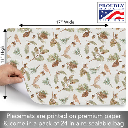 Rustic Pines 24 Sheet Reusable Premium Paper Stock Placemats in Resealable Storage Bag Made in The USA 17" x 11" (Copy)