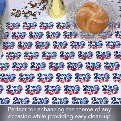 Celebrate 250 Years of Independence 24 Premium Paper Placemats in Resealable Storage Bag Made in the USA 17" x 11"