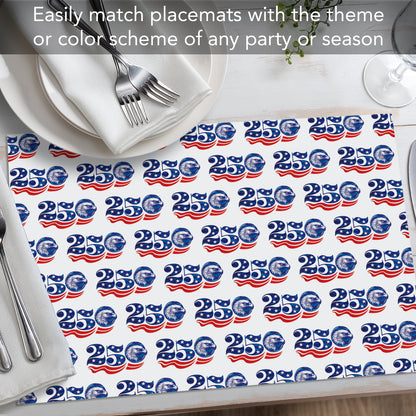 Celebrate 250 Years of Independence 24 Premium Paper Placemats in Resealable Storage Bag Made in the USA 17" x 11"