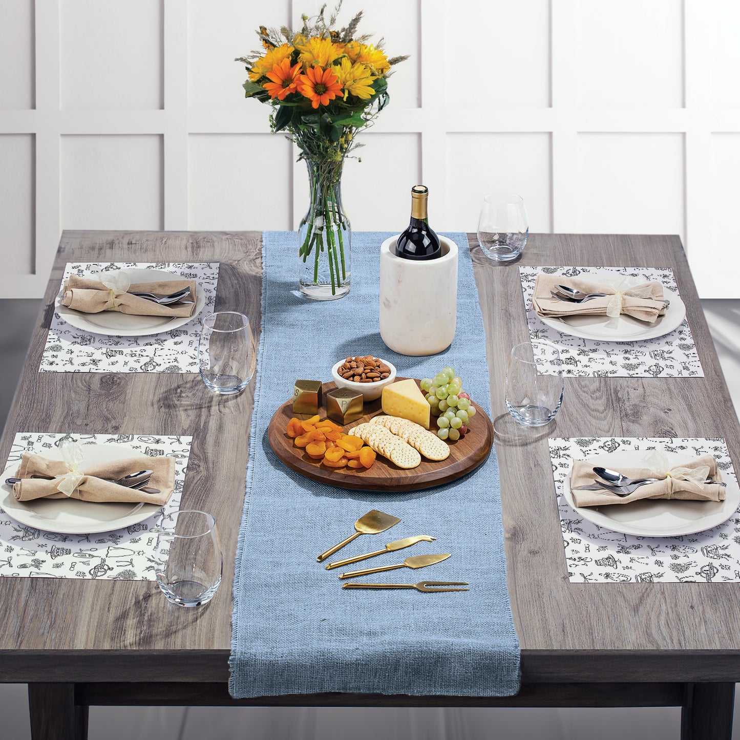 Wedding Wishes 24 Sheet Reusable Premium Paper Stock Placemats in Resealable Storage Bag Made in The USA 17" x 11"