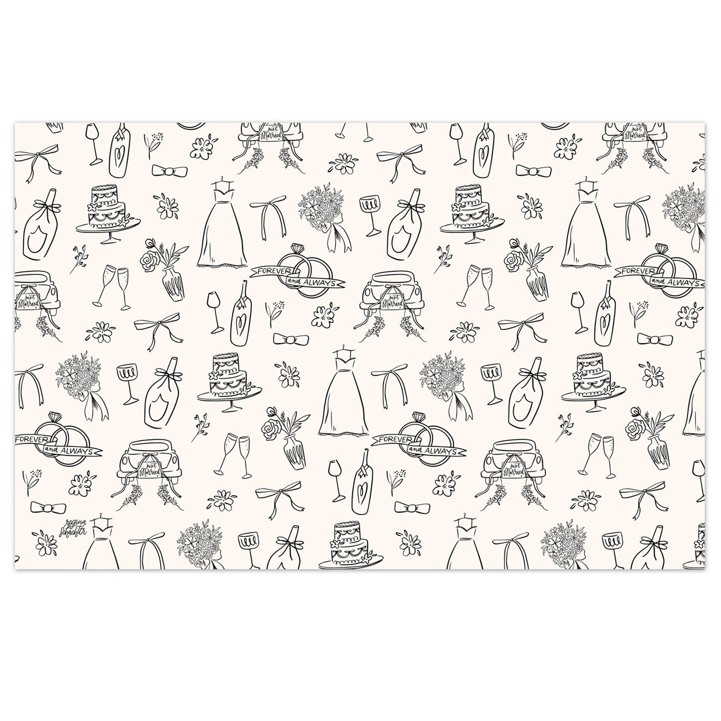 Wedding Wishes 24 Sheet Reusable Premium Paper Stock Placemats in Resealable Storage Bag Made in The USA 17" x 11"