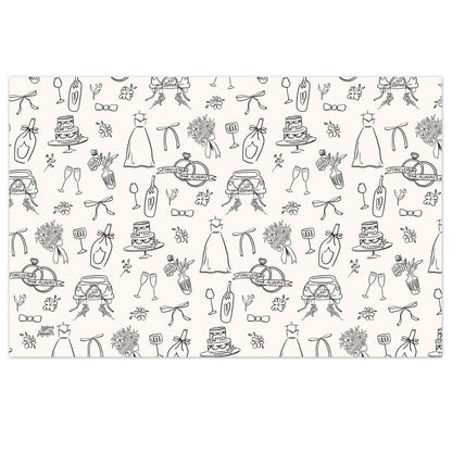 Wedding Wishes 24 Sheet Reusable Premium Paper Stock Placemats in Resealable Storage Bag Made in The USA 17" x 11"