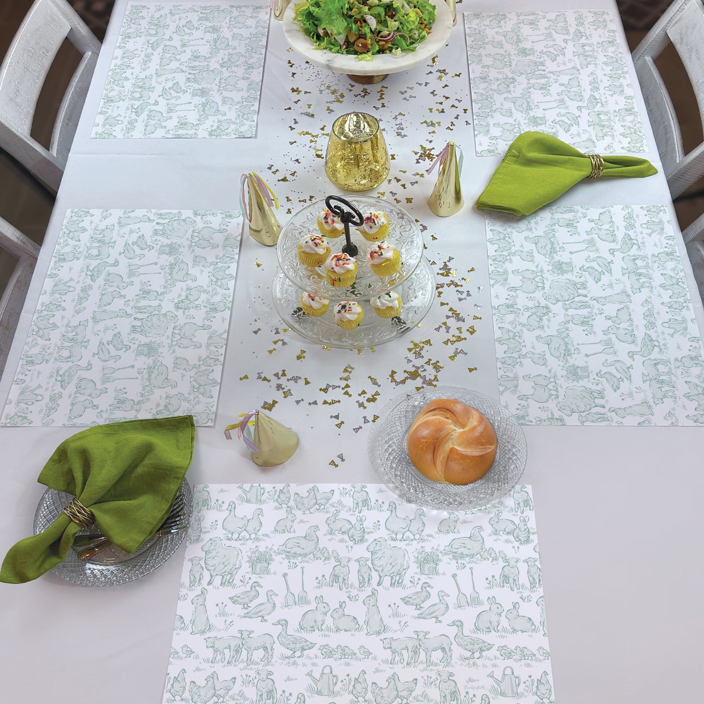 Farmhouse Baby 24 Sheet Reusable Premium Paper Stock Placemats in Resealable Storage Bag Made in The USA 17" x 11"