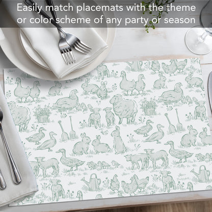 Farmhouse Baby 24 Sheet Reusable Premium Paper Stock Placemats in Resealable Storage Bag Made in The USA 17" x 11"