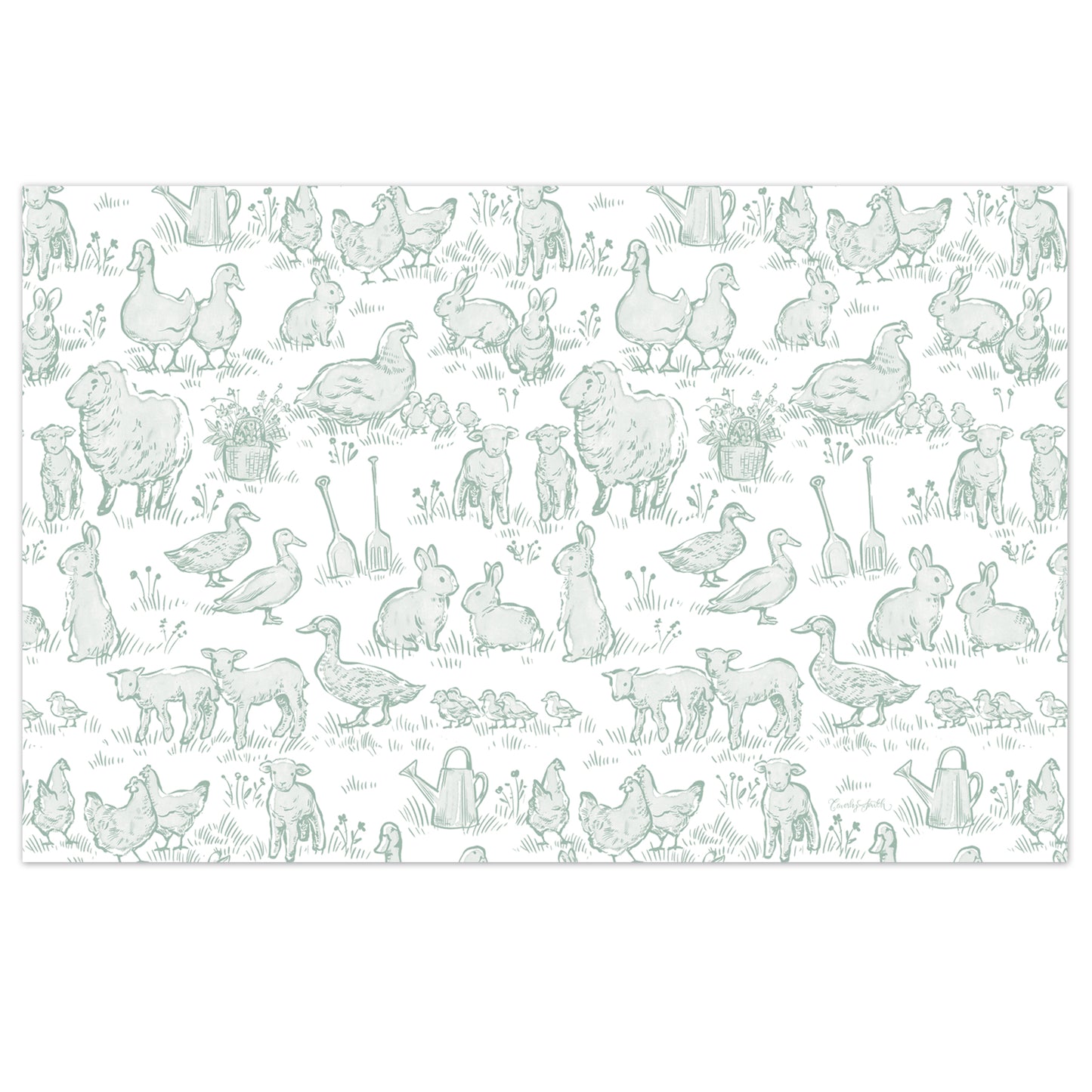 Farmhouse Baby 24 Sheet Reusable Premium Paper Stock Placemats in Resealable Storage Bag Made in The USA 17" x 11"