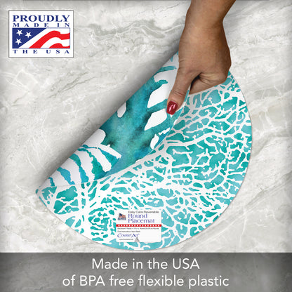 CounterArt Coral Life 4 Pack Round Reversible Easy Care Flexible Placemats Made in the USA