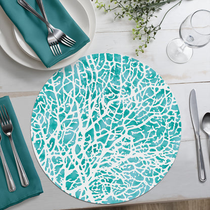 CounterArt Coral Life 4 Pack Round Reversible Easy Care Flexible Placemats Made in the USA