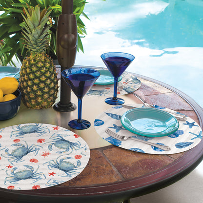 CounterArt Crabs 4 Pack Round Reversible Easy Care Placemats Made in the USA