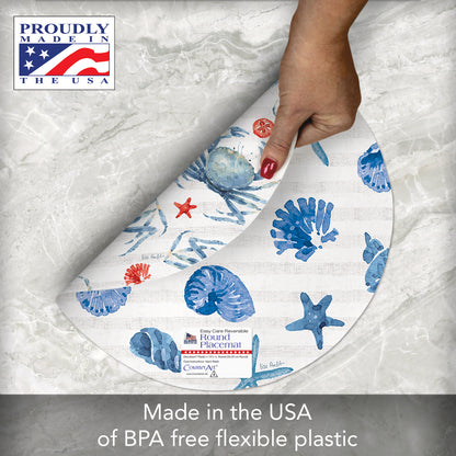 CounterArt Crabs 4 Pack Round Reversible Easy Care Placemats Made in the USA