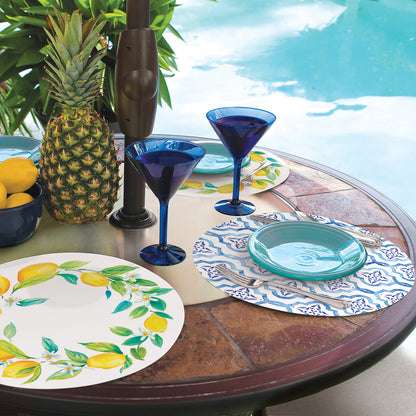 CounterArt Lovely Lemons 4 Pack Round Reversible Easy Care Placemats Made in the USA
