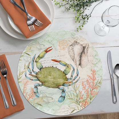 CounterArt Sea Turtle 4 Pack Round Reversible Easy Care Flexible Placemats Made in The USA