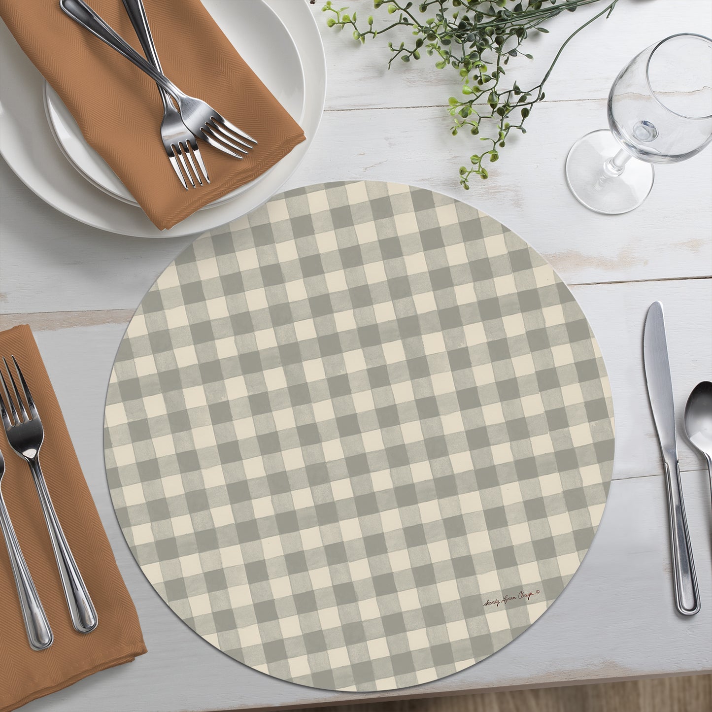 CounterArt Pumpkin Time 4 Pack Round Reversible Easy Care Flexible Placemats Made in the USA