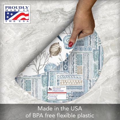 CounterArt Blue Escape 4 Pack Reversible Round Easy Care Flexible Placemats Made in the USA