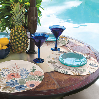 CounterArt Botanical Blend 4 Pack Round Reversible Easy Care Flexible Placemats Made in the USA