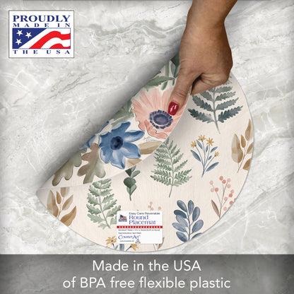 CounterArt Botanical Blend 4 Pack Round Reversible Easy Care Flexible Placemats Made in the USA