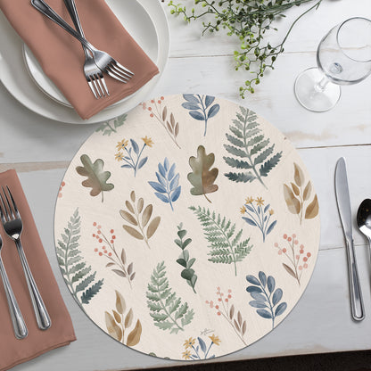 CounterArt Botanical Blend 4 Pack Round Reversible Easy Care Flexible Placemats Made in the USA