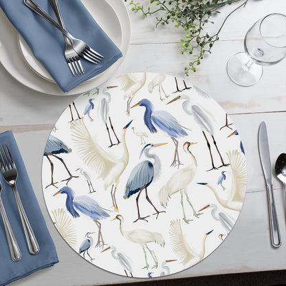 CounterArt Beachy Birds 4 Pack Round Reversible Easy Care Placemats Made in the USA