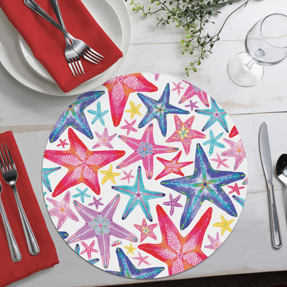 CounterArt Bright Lagoon 4 Pack Round Reversible Easy Care Flexible Placemats Made in the USA