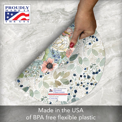 CounterArt Nature's Notebook 4 Pack Round Reversible Easy Care Flexible Placemats Made in the USA